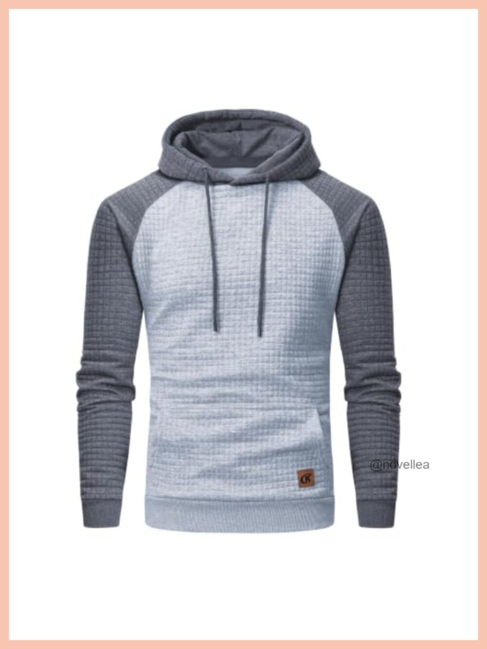 Men's Plaid Jacquard Pullover Hoodie Kangaroo Pocket Long Sleeve